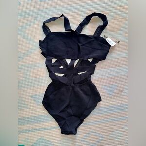 Black cut out body suit small NWT